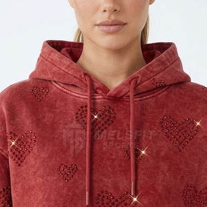 Sudadera con Capucha Premium para Mujer, Tejida, con Lavado Ácido y Pedrería, Diseño Elegante con Piedras en la Parte Delantera, Ajuste Cómodo, Estilo Urbano, Informal, para Uso Diario - Product Image 6
