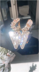 Colgante Personalizado con Letra de Nombre en Moissanita VVS, Estilo Hip Hop, Chapado en Plata 925, con Diamantes Baguette 3D, Cadena con Colgante para Hombre, Joyería Fina - Product Image 2