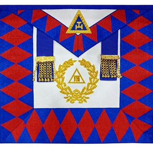 Delantal Masónico de Capítulo del Arco Real para Barrera Estándar con Dos Borlas, Emblema Bordado a Mano con Hilo de Oro - Product Image 1