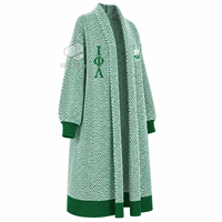 Cardigan long en maille chevron pour femme Iota Phi Lambda Sorority, ouvert sur le devant, avec poignets côtelés brodés