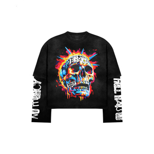 เสื้อยืดโอเวอร์ไซส์สไตล์ฮิปฮอป ผ้าฝ้าย 100% แขนสองชั้น ใส่สบาย พิมพ์ลาย DTG สีซีดแบบวินเทจ สำหรับผู้ชายและผู้หญิง - Product Image 5