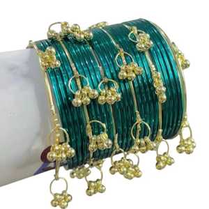 Ensemble de bracelets Jhumki multicolores dorés de style cachemire, tendance et très vendus, pour mariages et fêtes, prix de gros premium - Product Image 1