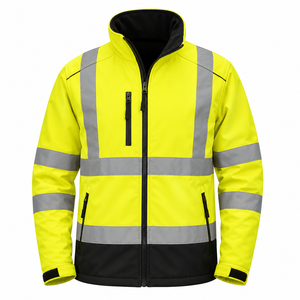 <b>High</b> Quality Men's Winter Construction <b>Jacket</b> Full Zip <b>High</b> <b>Visibility</b> Reflective Safety <b>Softshell</b> Coat Custom Brand Reflective - Product Image 1
