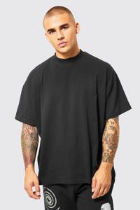 เสื้อยืดคอกลมแขนสั้นสีดำล้วนผ้าฝ้ายทรงโอเวอร์ไซส์สำหรับผู้ชาย เสื้อถักสไตล์ลำลอง - Product Image 5