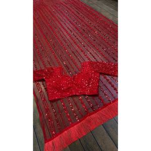 Hermoso Vestido de Fiesta Sari con Lentejuelas y Bordado de Hilo - Product Image 4