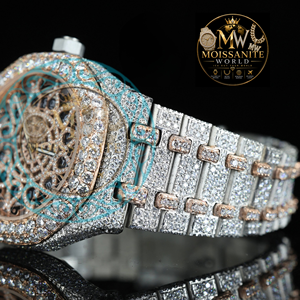 Reloj de Pulsera Phoenix Enterprise Moissanite Iced Out de Acero Inoxidable para Hombre, Color Oro Rosa, Estilo Hip Hop, Analógico, Mecánico, 42 mm - Product Image 1