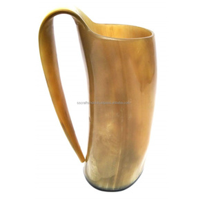 Mug en corne léger, écologique et facile à tenir – Tasse en corne véritable pour voyage, camping, extérieur, fête viking – Art fonctionnel - Product Image 1