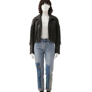 เสื้อแจ็คเก็ตหนังแท้ดีไซน์ล่าสุดสำหรับผู้หญิง สไตล์ลำลอง แต่งชายครุย แฟชั่นคลาสสิก ดีไซน์หรูหรา ขายส่ง - Product Image 1