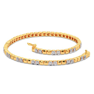 Pulsera de Diamantes con Eslabones Alternados, Banda Flexible de Oro Amarillo y Diseño Geométrico Moderno - Product Image 2