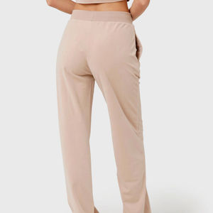 Pantalones Anchos de Punto Rosa Claro para Mujer, Cintura Alta con Cordón, Color Sólido, Corte Regular, Casuales, para Otoño, Transpirables, con Bolsillos - Product Image 4