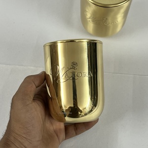 Custom Logo Luxury Brass <b>Candle</b> Jar Shiny Glossy Finish High Quality <b>Candle</b> Jar with Lid Empty <b>Candle</b> Jars for <b>Candle</b> Making - Product Image 2
