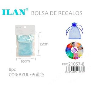 Sacchetti Regalo in Organza Ilan 10x15cm Blu 8pz Sacchetti per Bomboniere Matrimonio - Product Image 3