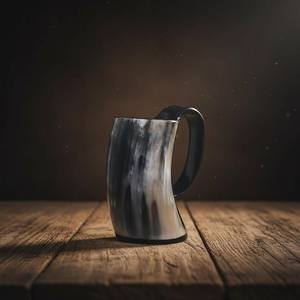 Ensemble de 2 cornes à boire vikings médiévales en corne de buffle pour bière - Product Image 5