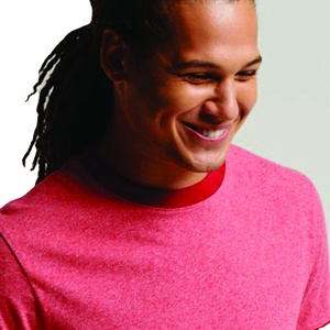 T-shirt deux tons à col épais sans étiquette pour hommes T-shirt en coton à manches raglan T-shirt à col rond et patchwork - Product Image 2