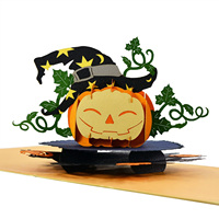 Tarjetas Pop-up 3D de Calabaza para Aniversario, Tarjetas de Felicitación Personalizadas, Impresión Offset, Arte en Papel Cortado con Láser, Venta al Por Mayor