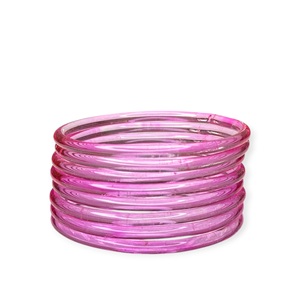 Glossy Pink Jelly Transparent Kashmiri Glass <b>Bangles</b> Lightweight Stackable Wedding Trendy Jewellery at Wholesale Price - Product Image 2