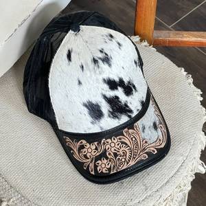 Gorra Trucker de Cuero Vacuno Genuino Personalizada, Gorra con Diseño Floral Hecho a Mano, Unisex, Ajustable, con Cierre a Presión, Visera de Malla, Gorra para Exteriores - Product Image 2
