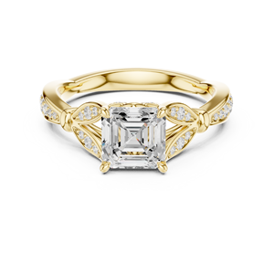 Anillo de oro amarillo de 14 quilates con diamante de corte Asscher cultivado en laboratorio, certificado por GRA, joyería de compromiso y nupcial al precio más bajo. - Product Image 3
