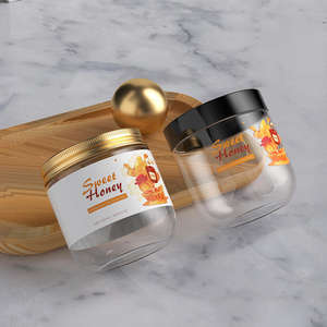 Pot rond transparent en plastique PET de 450 ml à large ouverture pour le stockage de chocolat, biscuits, gelée, bonbons et aliments - Product Image 1