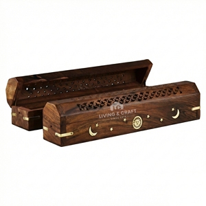Quemador de incienso de madera de lujo para varillas de Bakhoor Oudh |   100% Natural y Ecológico |   Caja de Regalo Decorativa para Ramadán |   Logotipo Personalizado Grabado - Product Image 1