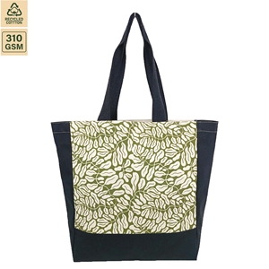 Custom Printed Cotton <b>Canvas</b> Tote Bag 310 GSM Natural Two Tone Black Gusset Promotional <b>Shopper</b> Wholesale OEM ODM Private Label - Product Image 1