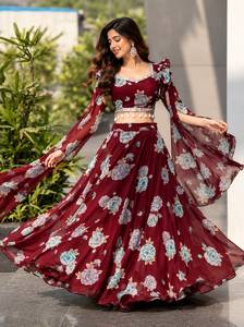 Lehenga Choli en Georgette à Imprimé Floral le Plus Vendu pour Mariages et Soirées à Prix d'Exportation - Product Image 4