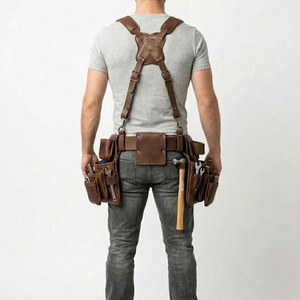 Ceinture porte-outils en cuir de vachette véritable avec poches spacieuses, supports sécurisés pour outils, sangle de taille réglable, fabrication haut de gamme, boucle en alliage - Product Image 5
