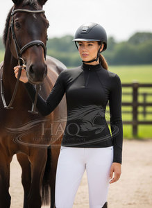 Haut de compétition équestre OEM à manches longues pour femmes, sous-vêtement de base pour l'équitation, vêtements d'équitation de qualité supérieure - Product Image 6