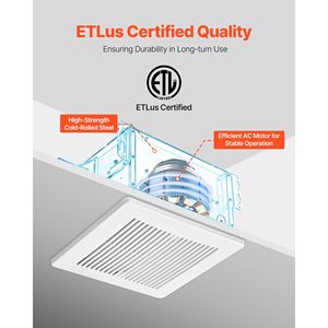Ventilatore da Bagno Premium con Interfaccia per Condotto da 4 Pollici, Motore Silenzioso, 50-80-110 CFM, Ventilatore da Soffitto per Bagno, Dimensioni Standard - Product Image 6