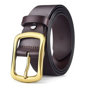 Ceinture Homme en Cuir Véritable de Vachette Écologique Respirante Réglable avec Boucle Argentée Style Décontracté Vintage Largeur 3,0 CM Marque Personnalisable - Product Image 1