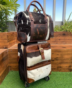 Wholesale Custom Luxury Large Capacity Genuine Leather Luggage Trolley Bag & Cowhide Leather Laptop Compartment Duffel Bag <b>Sets</b> - Product Image 3