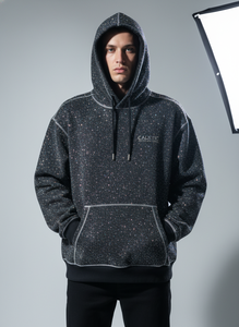 Sudadera con Capucha de Felpa Francesa para Hombre, con Pedrería, 480 g/m², Personalizada OEM, Lavado Ácido, Oversize, Estilo Urbano, Corte Holgado - Product Image 2