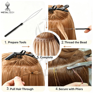 Colored Grip Micro Rings Silicone Bands Hair Extensions Loop <b>Threader</b> Pulling Hook Wire <b>Needle</b> Set Salon Equipment Supplier - Product Image 6