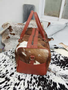 Sac de voyage en cuir véritable personnalisé OEM ODM avec fermeture éclair, en cuir de vachette premium, LHODB-0054 - Product Image 6