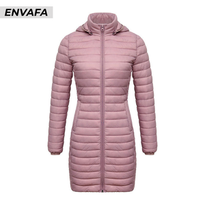 Custom Puffer Jacket Women <b>Waterproof</b> Mid-<b>length</b> Slim Puffer <b>Coat</b> Removable Hooded Lightweight Puffer <b>Coat</b> Parkas Femininas ODM - Product Image 4