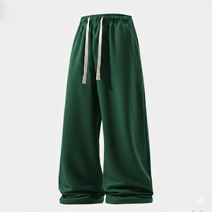 Pantalon de survêtement en coton marron pour homme, taille élastique avec cordon de serrage, coupe large, décontracté et respirant - Product Image 6