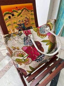 Vintage Style Cotton Kantha Shoulder <b>Bag</b> for Women – Handcrafted Ethnic Tote with Unique Quilted Stitch <b>Work</b> - Product Image 5