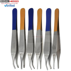 Set 6 Adson Dressing Tissue Brown Forceps 4.75 Inch Straight Curved Premium Quality Stainless Steel Manual <b>Surgical</b> <b>Instruments</b> - Product Image 3
