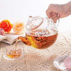 Vintage 32OZ/1000ml Borosilicate <b>Glass</b> <b>Teapot</b> with Removable <b>Infuser</b> Stovetop Safe Tea Kettle for Blooming Loose Leaf Tea - Product Image 2