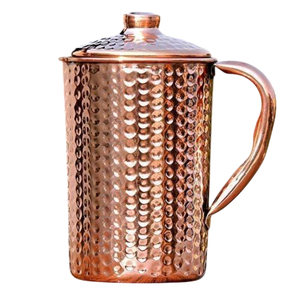 Pure Copper Water Pitcher with Diamond Hammered Design & Brass Knob Lid Handmade <b>Jug</b> for Hotel Restaurant Tableware - Product Image 4