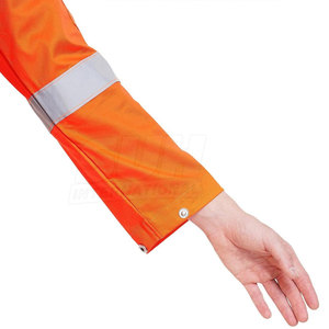 <b>Men's</b> Orange Reflective Hi Visibility Anti-Bacterial <b>Work</b> <b>Overalls</b> Full Sleeve Button Collar Solid Color Casual Uniform Side - Product Image 6