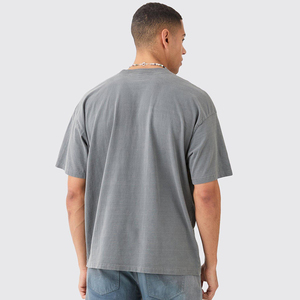 Camisetas Casuales de Manga Corta para Hombre, 100% Algodón, Lavado Ácido, con Logotipo Personalizado Bordado, Estampado en Blanco, Estilo Urbano, en Stock - Product Image 4