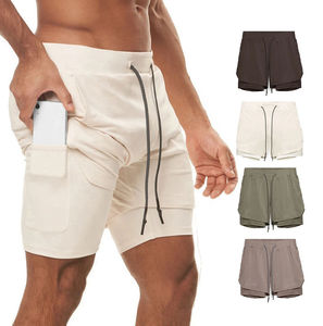 Pantalones Deportivos para Correr con Abertura Lateral, Elásticos en 4 Direcciones, Forro de Malla de Poliéster Transpirable, Pantalones Cortos de Gimnasio 2 en 1 para Hombre - Product Image 1