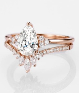 18K Gold Plated 925 Sterling Silver Pear Cut Bridal Moissanite Engagement Wedding <b>Ring</b> <b>Dainty</b> Jewelry for Women - Product Image 5