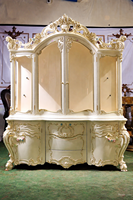 Vitrine de présentation royale dorée, en teck sculpté à la main, de style moderne, de luxe, amovible, pour rangement