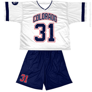 Custom navy blue orange lacrosse jersey and shorts set v neck sublimated quick dry <b>athletic</b> uniform kit for men and youth - Product Image 4