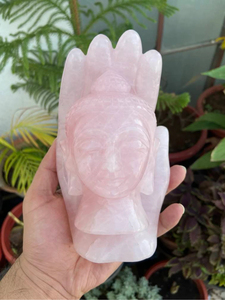 Estatua de Cabeza de Buda de Cuarzo Rosa Tallada a Mano, Escultura de Cristal Curativa, Fabricante OEM ODM, Ecológica, Feng Shui - Product Image 1