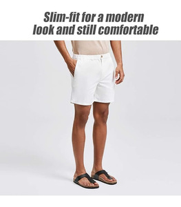 Pantalones Cortos Casuales para Hombre, Corte Clásico, Cintura Elástica Alta, Antiarrugas, con Múltiples Bolsillos, para Uso Diario, Caminar, Atuendo de Verano - Product Image 6