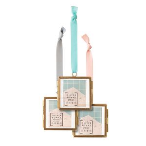 Oliver Bonas Metal Square Photo <b>Frame</b> With <b>Pink</b> Ribbon Hanging Blue Smile Design 2x2 Inches Lightweight Display Case - Product Image 6