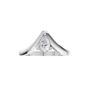 Anillo de compromiso y boda de plata 925 con diamante cultivado en laboratorio Aarinya, corte pera, diseño arquitectónico Wishbone Chevron Solitaire, moderno, certificado IGI, para mujer - Product Image 1